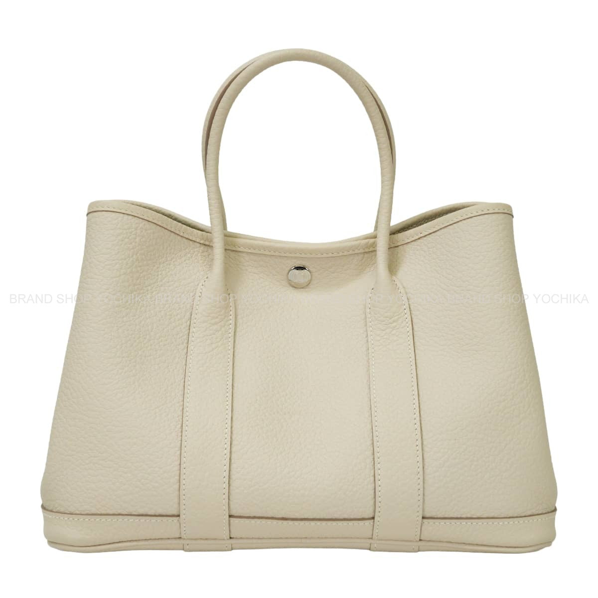HERMES tote bag Garden Party 30 TPM All Leather Craie Vache Country Silver HW Stamp A[EXCELLENT][Authentic]