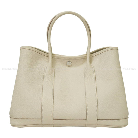 HERMES tote bag Garden Party 30 TPM All Leather Craie Vache Country Silver HW Stamp A[EXCELLENT][Authentic]