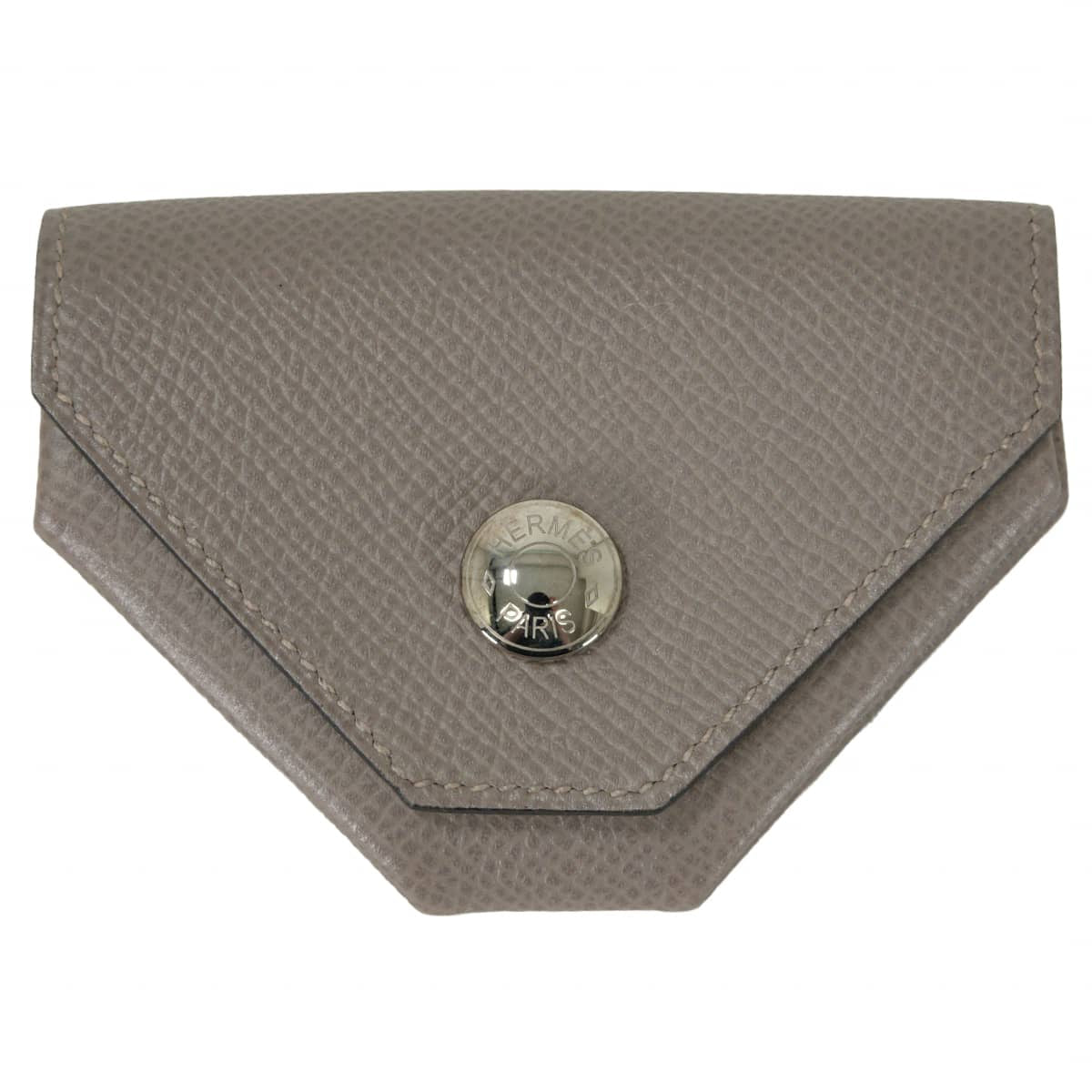 HERMES change purse PORTE MONNAIE LE 24 Gris Asphalte Veau Epsom Silver HW Stamp A[EXCELLENT][Authentic]