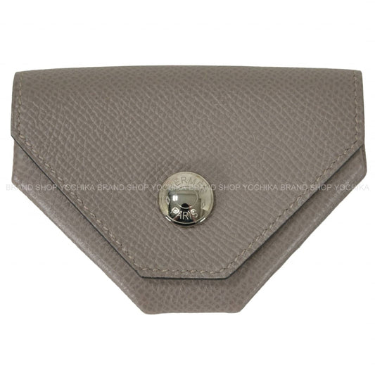 HERMES change purse PORTE MONNAIE LE 24 Gris Asphalte Veau Epsom Silver HW Stamp A[EXCELLENT][Authentic]
