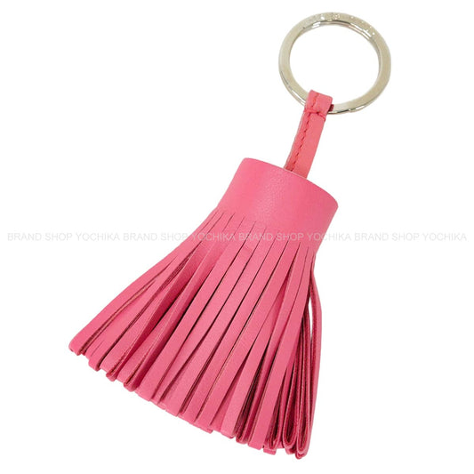 HERMES key ring Carmen Rose Azalee Agneau Milo Silver HW[EXCELLENT][Authentic]
