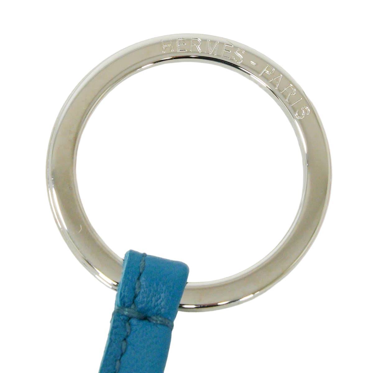 HERMES key ring Carmen Bicolor Bleu Izmir/Celeste Agneau Milo Silver HW[EXCELLENT][Authentic]