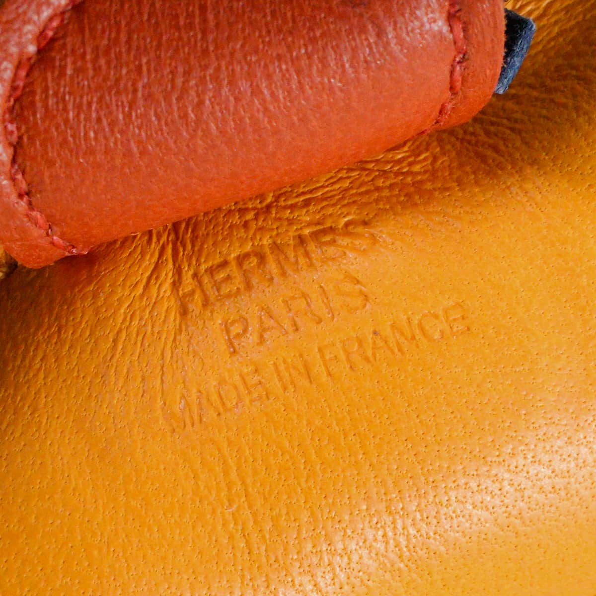 HERMES bag charm Rodeo PM Jaune d'Or/Bleu Agate/Cornaline Agneau Milo[EXCELLENT][Authentic]