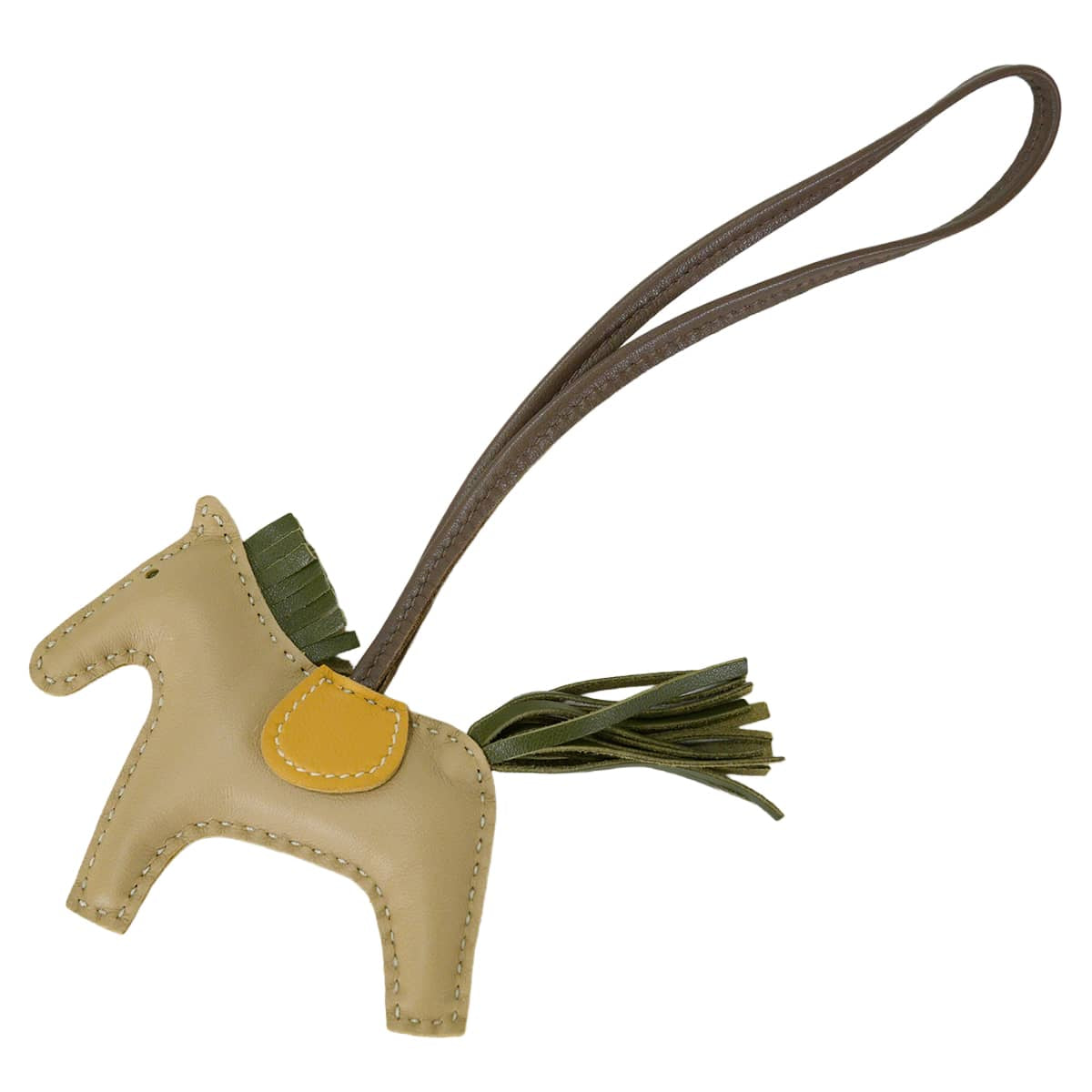 HERMES bag charm Rodeo PM Trench/Canopee/Curry Agneau Milo Stamp A[EXCELLENT][Authentic]