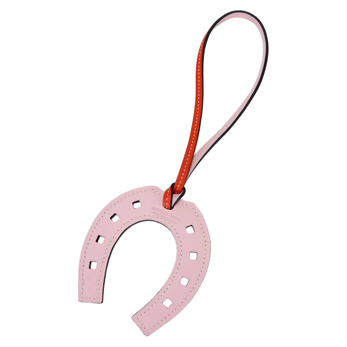 HERMES bag charm Paddock Rose Sakura/Vermillon Veau Swift[EXCELLENT][Authentic]