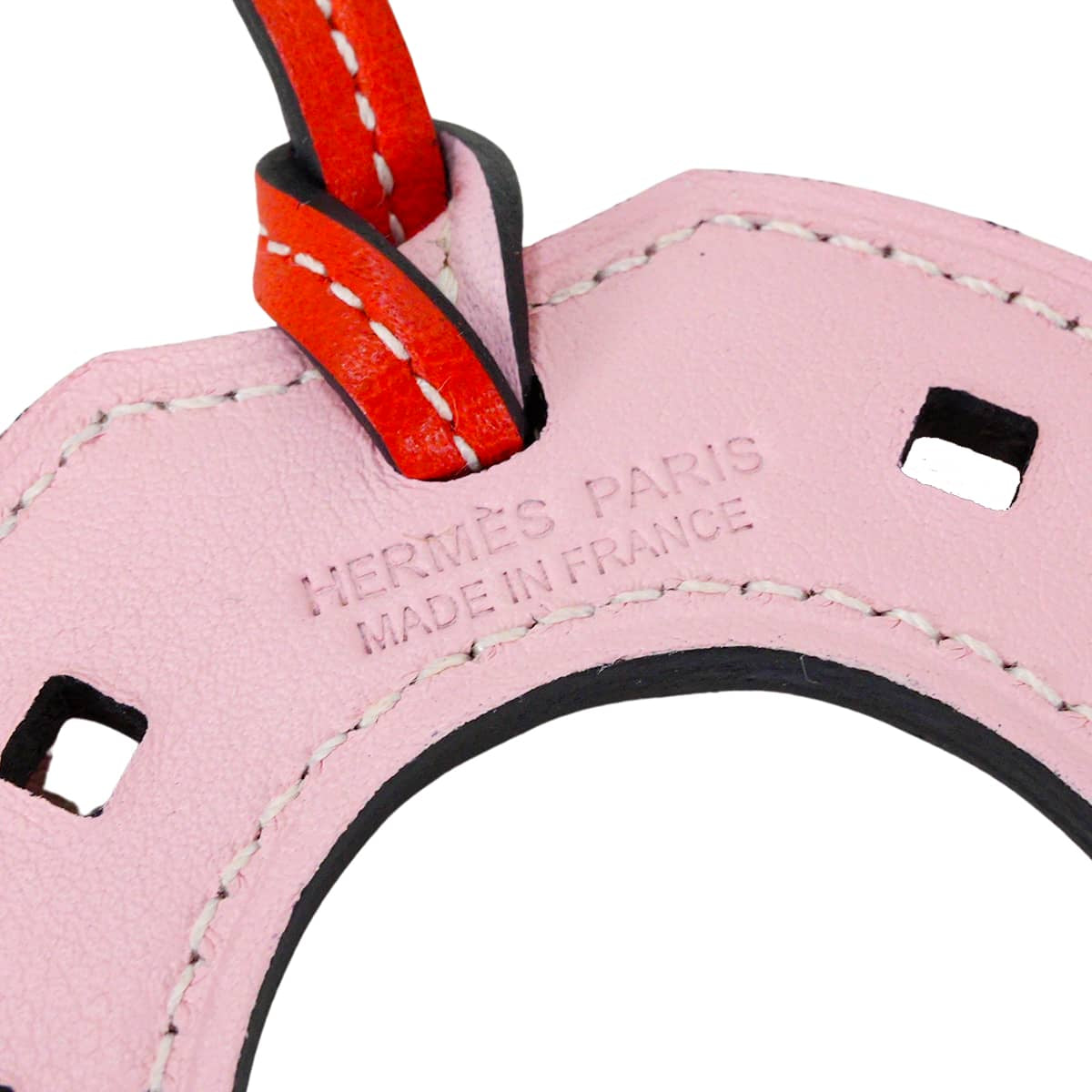 HERMES bag charm Paddock Rose Sakura/Vermillon Veau Swift[EXCELLENT][Authentic]