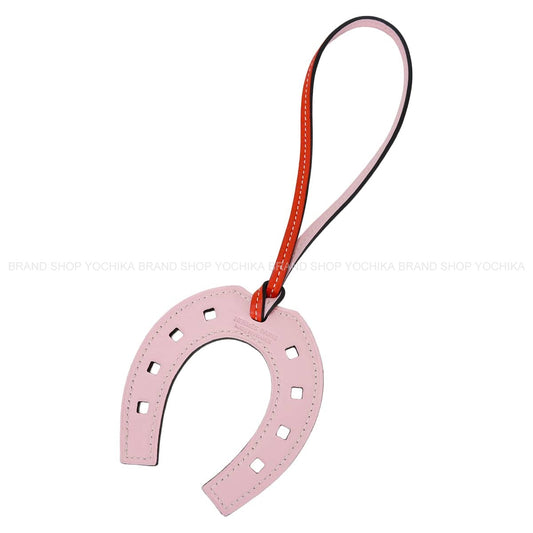 HERMES bag charm Paddock Rose Sakura/Vermillon Veau Swift[EXCELLENT][Authentic]