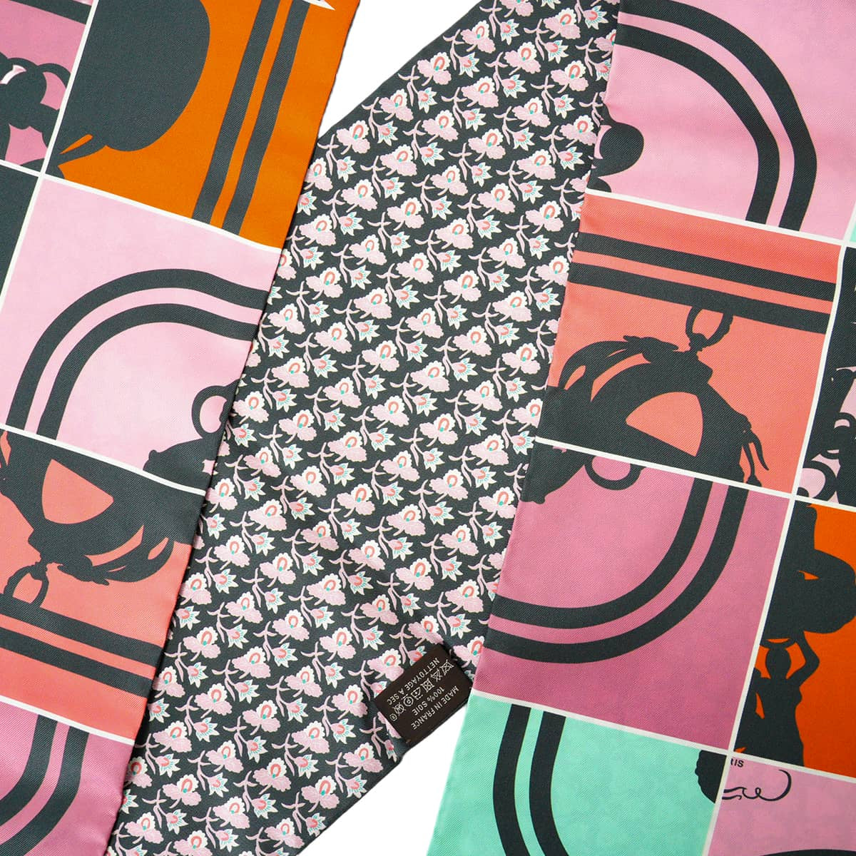 [Pre-loved] HERMES scarf Maxi Twilly Brides de Gala Orange/Pink/Ramb Silk100%[LIKE NEW][Authentic]