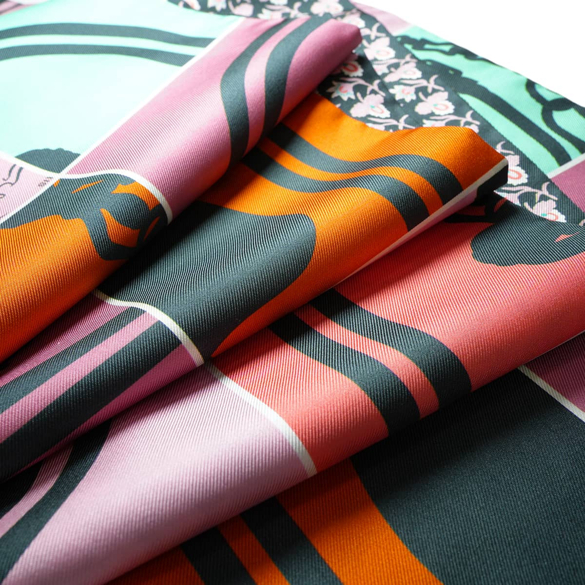 [Pre-loved] HERMES scarf Maxi Twilly Brides de Gala Orange/Pink/Ramb Silk100%[LIKE NEW][Authentic]