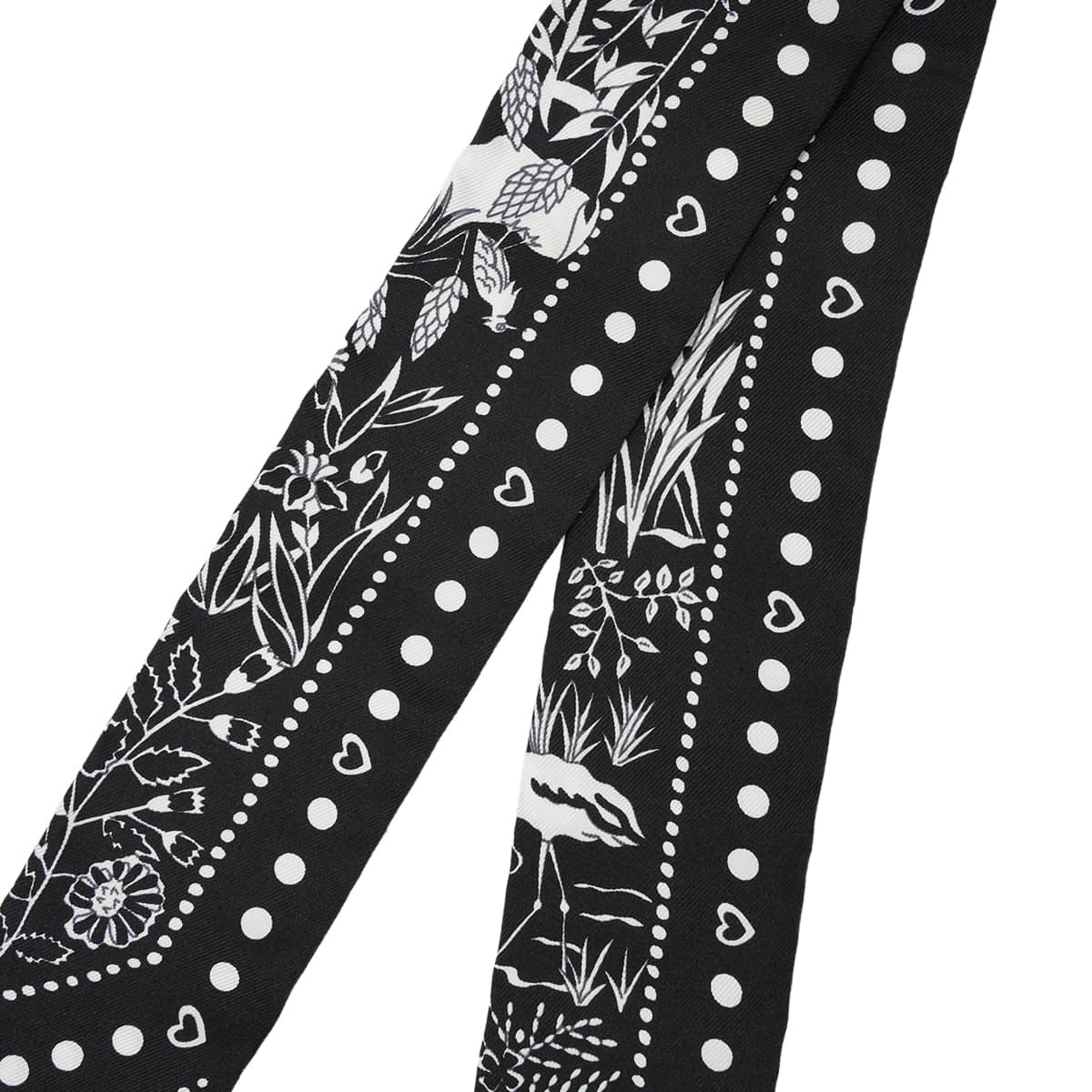 2018AW HERMES scarf Twilly Entre Ciel et mer Bandana Noir (Black)/Blanc (White) Silk100%[EXCELLENT][Authentic]