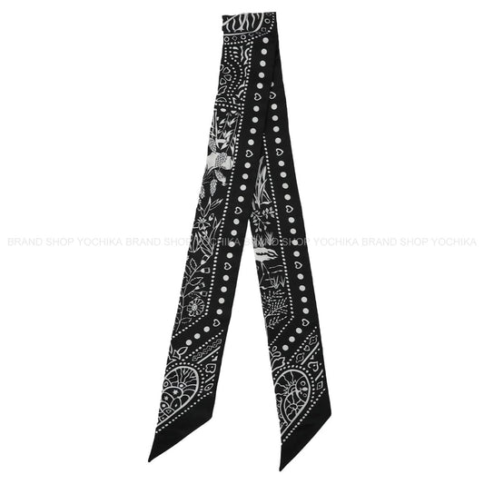 2018AW HERMES scarf Twilly Entre Ciel et mer Bandana Noir (Black)/Blanc (White) Silk100%[EXCELLENT][Authentic]