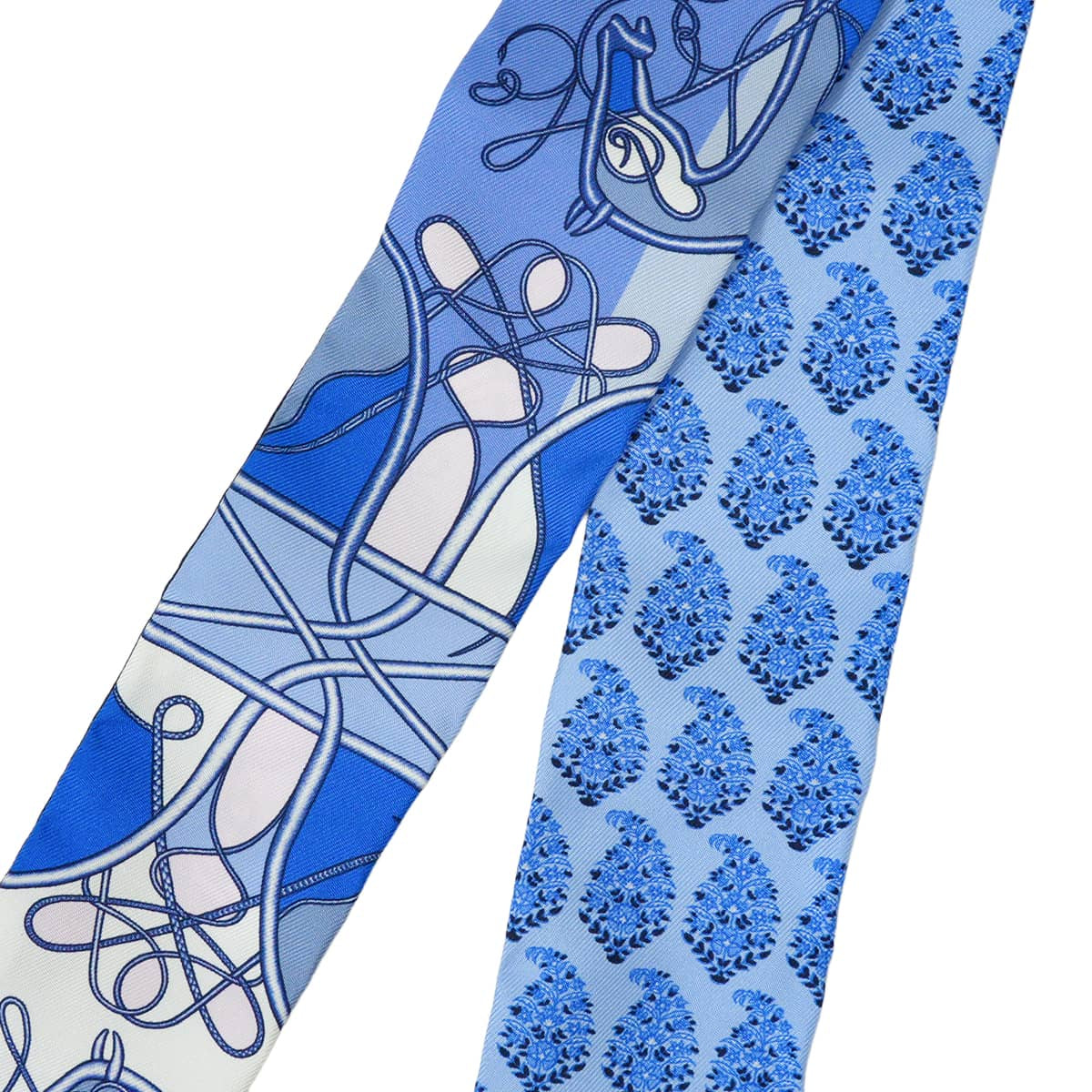 HERMES scarf Twilly Coup de Fouet au Bloc Blue/Blanc (White)/Rose Silk100% H063101S 04[EXCELLENT][Authentic]