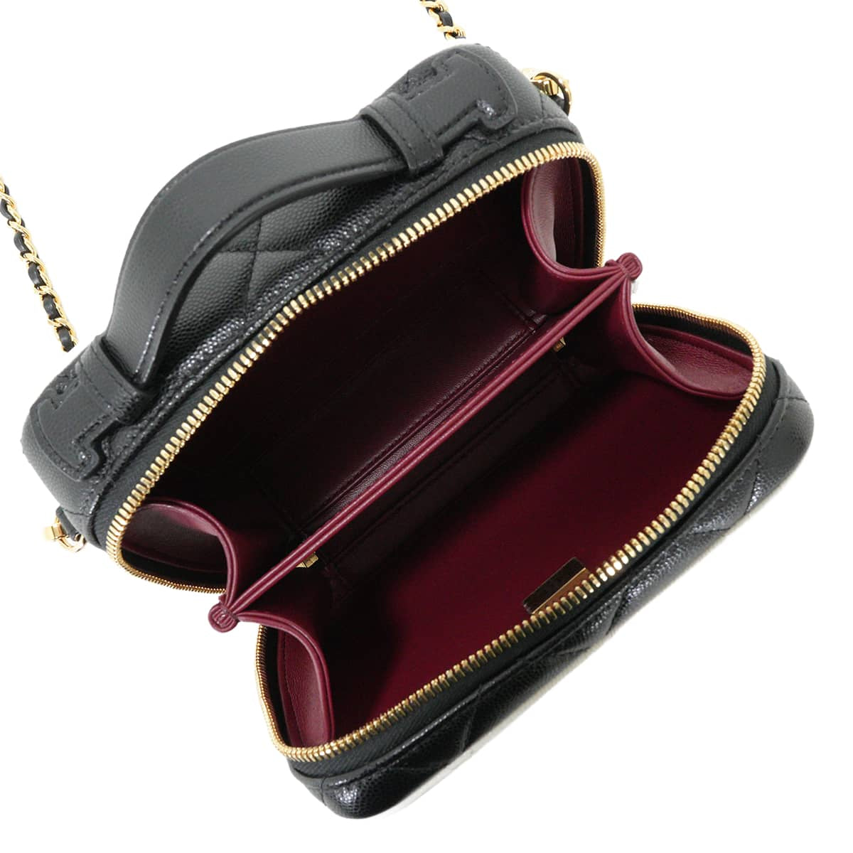CHANEL Shoulder bag Vanity bag Matelasse COCO Mark chain Blanc (White)/Noir (Black) Graind Calf(Caviarskin) Gold HW AS6552[EXCELLENT][Authentic]