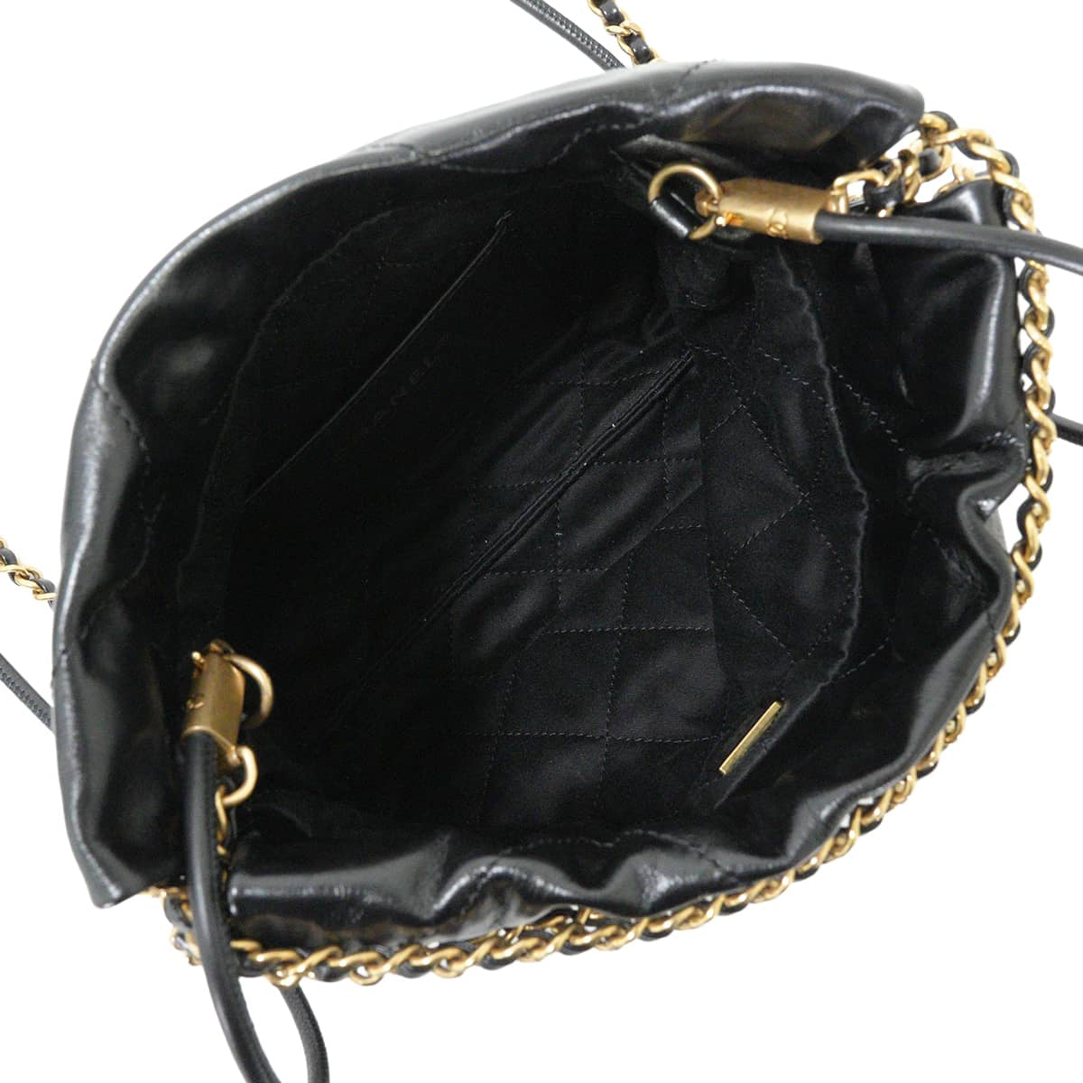 [Pre-loved] CHANEL Shoulder bag CHANEL 22 Mini Matelasse With Medal Charm Hobo White Logo Noir (Black) Calfskin Antique Gold HW AS3980[LIKE NEW][Authentic]