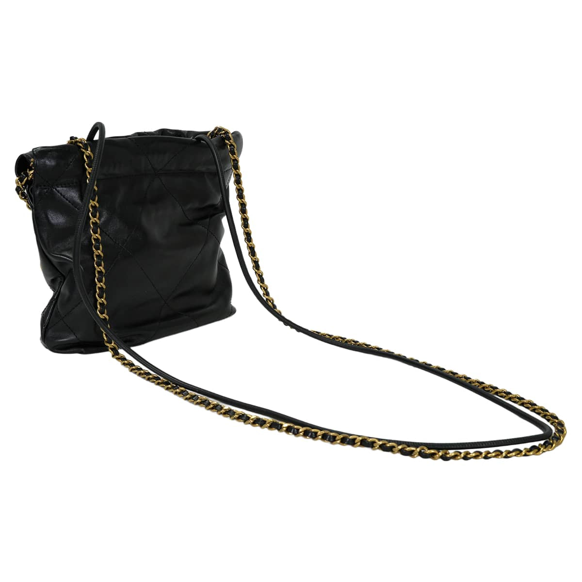 [Pre-loved] CHANEL Shoulder bag CHANEL 22 Mini Matelasse With Medal Charm Hobo White Logo Noir (Black) Calfskin Antique Gold HW AS3980[LIKE NEW][Authentic]
