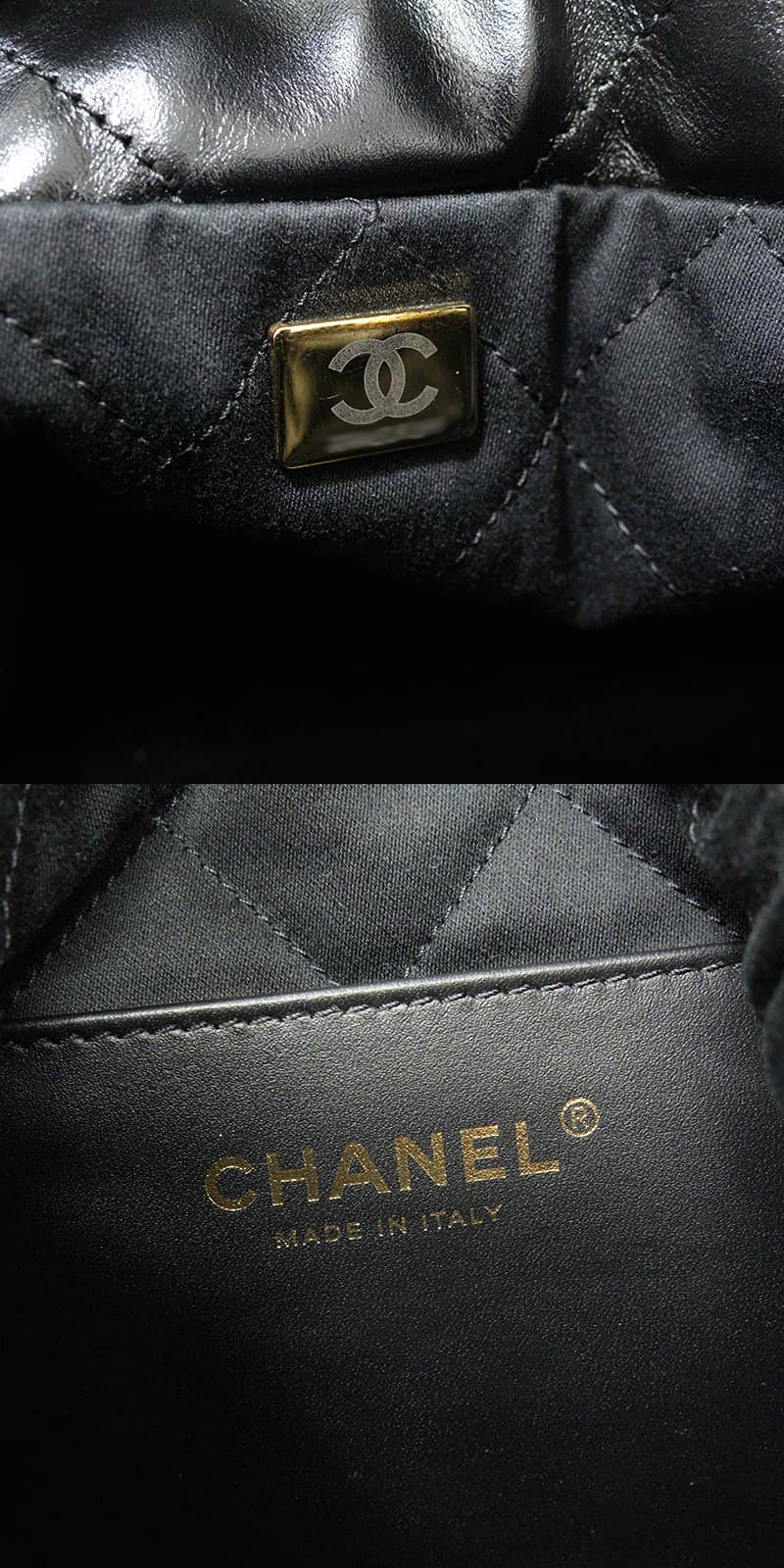 [Pre-loved] CHANEL Shoulder bag CHANEL 22 Mini Matelasse With Medal Charm Hobo White Logo Noir (Black) Calfskin Antique Gold HW AS3980[LIKE NEW][Authentic]