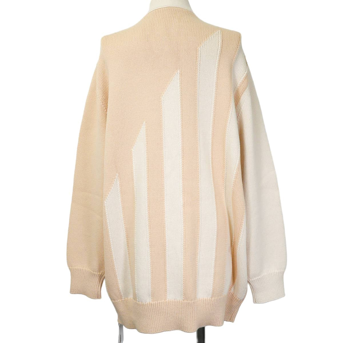 HERMES Cardigan Candy Libris with Horseshoe PatchBlanc Cygne Cotton/Nylon/Silk #40 Silver HW 5H2729D9[EXCELLENT][Authentic]
