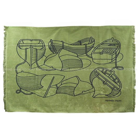 HERMES towel Beach Yachting Thalassa Fringealoe Cotton100%[EXCELLENT][Authentic]