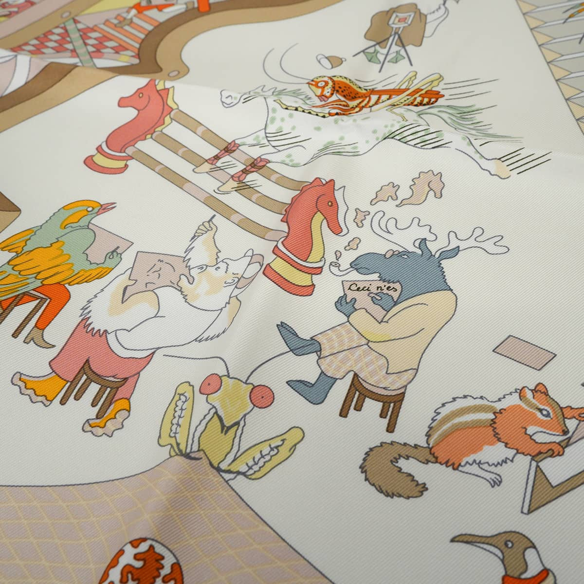 2026AW HERMES scarf Carre 90 Academia Ipika Blanc (White)Rose Poodle Silk100%[BRAND NEW][Authentic]