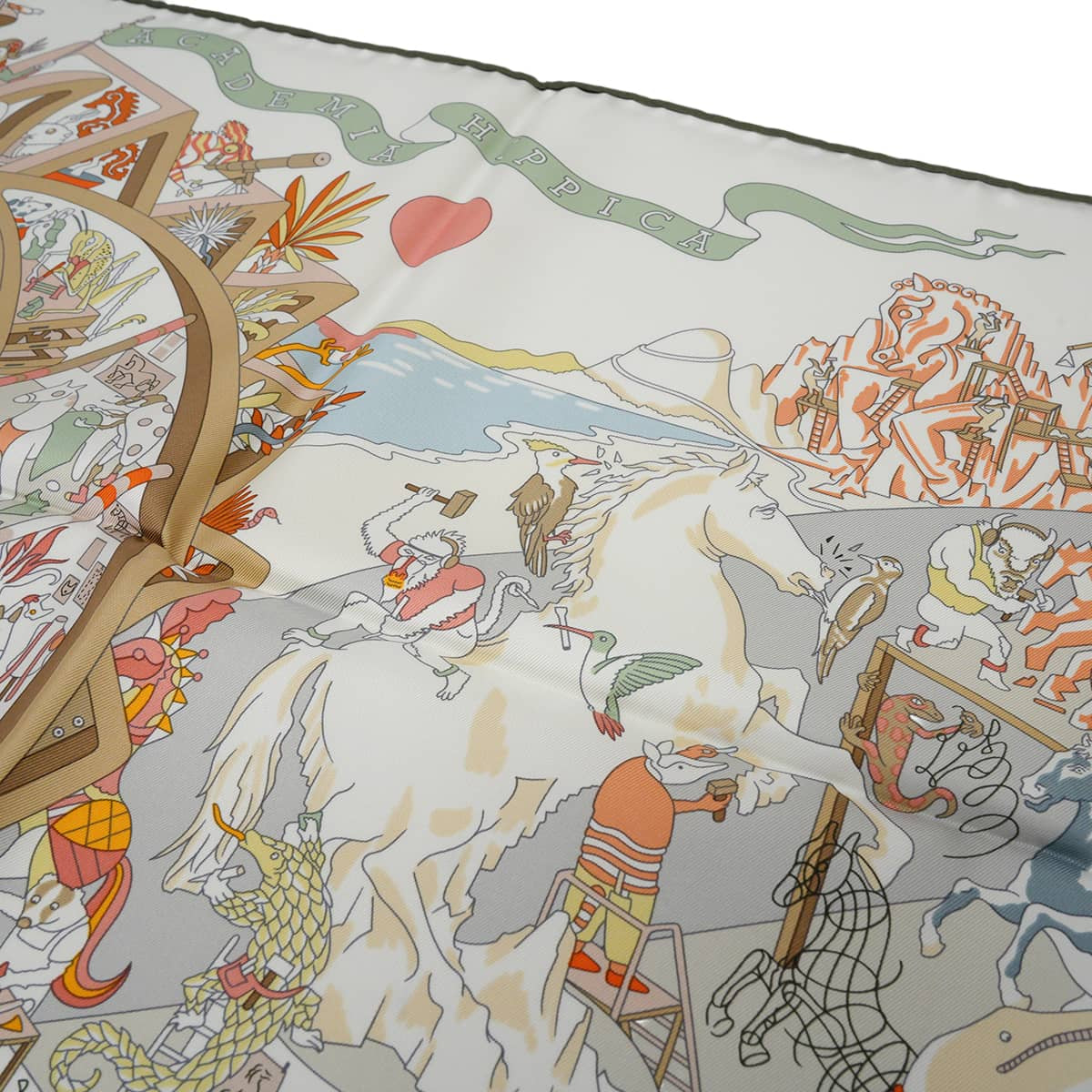 2026AW HERMES scarf Carre 90 Academia Ipika Blanc (White)Rose Poodle Silk100%[BRAND NEW][Authentic]