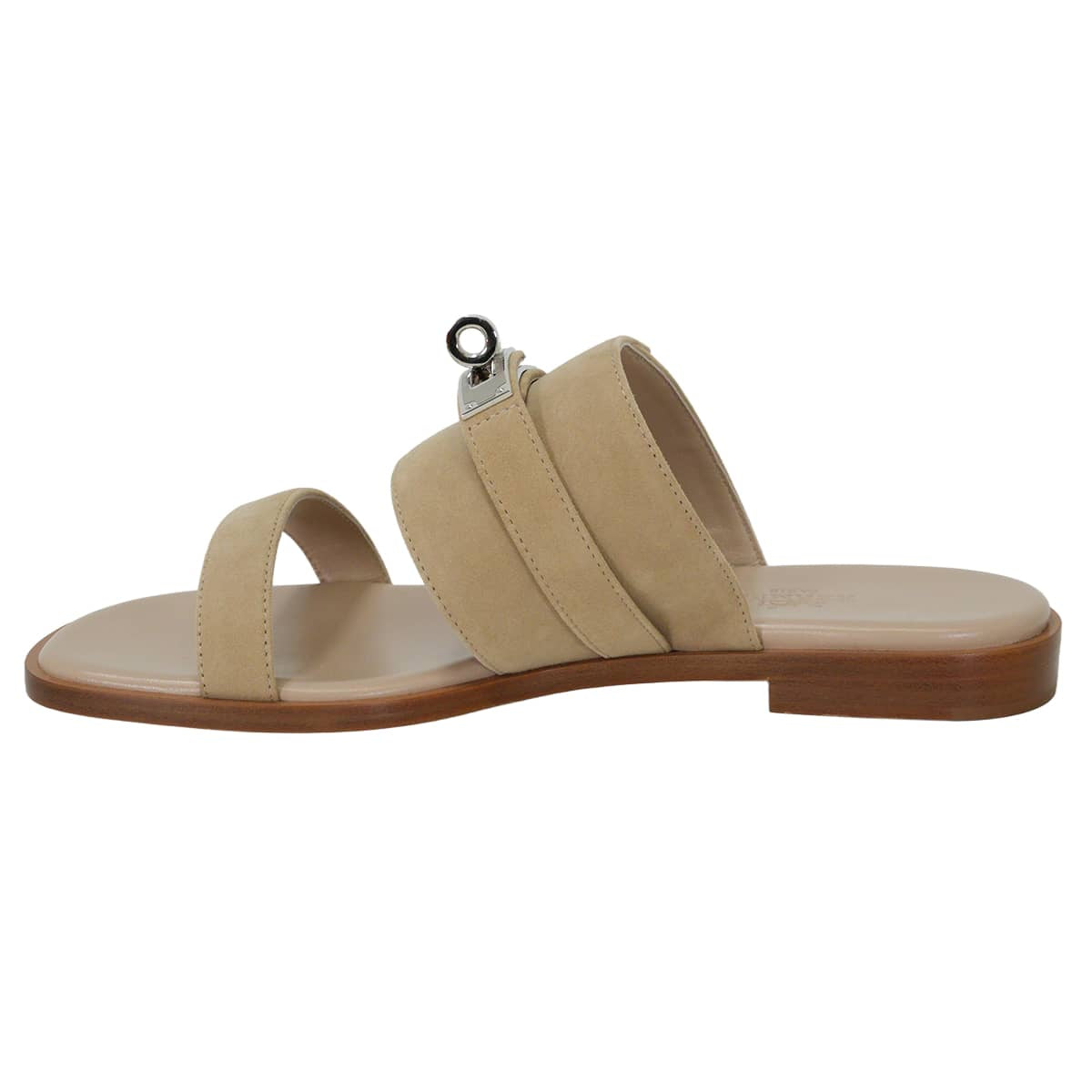 HERMES sandals NinaBeige Camel Chevre Velour #36 Silver HW[EXCELLENT][Authentic]