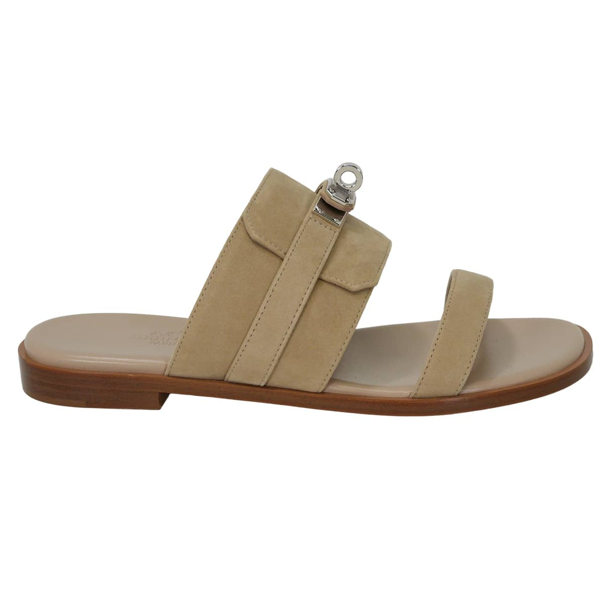 HERMES sandals NinaBeige Camel Chevre Velour #36 Silver HW[EXCELLENT][Authentic]