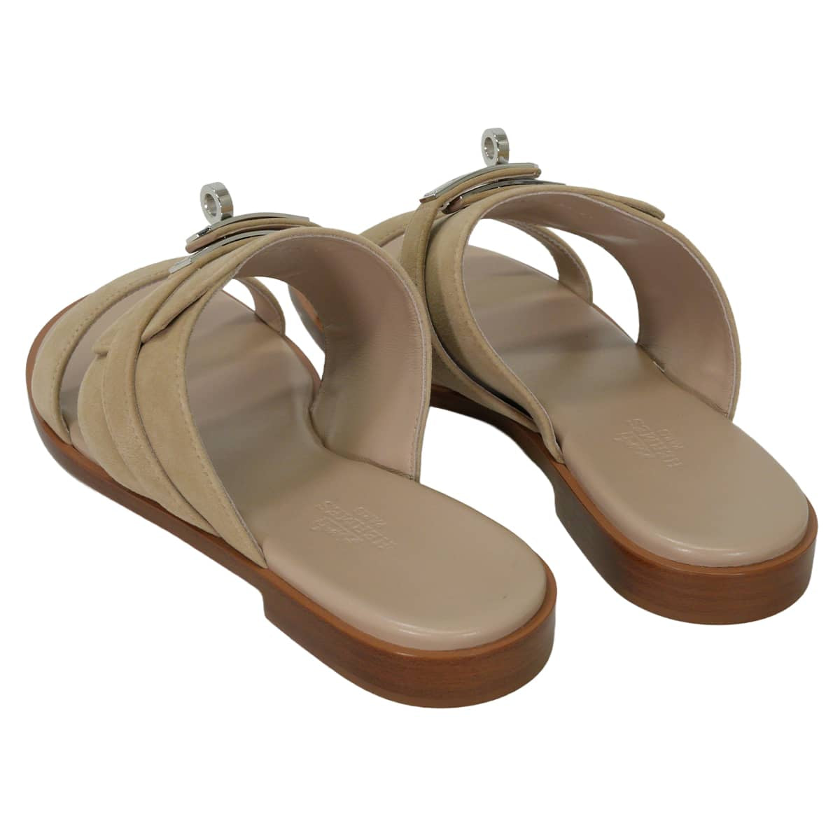 HERMES sandals NinaBeige Camel Chevre Velour #36 Silver HW[EXCELLENT][Authentic]