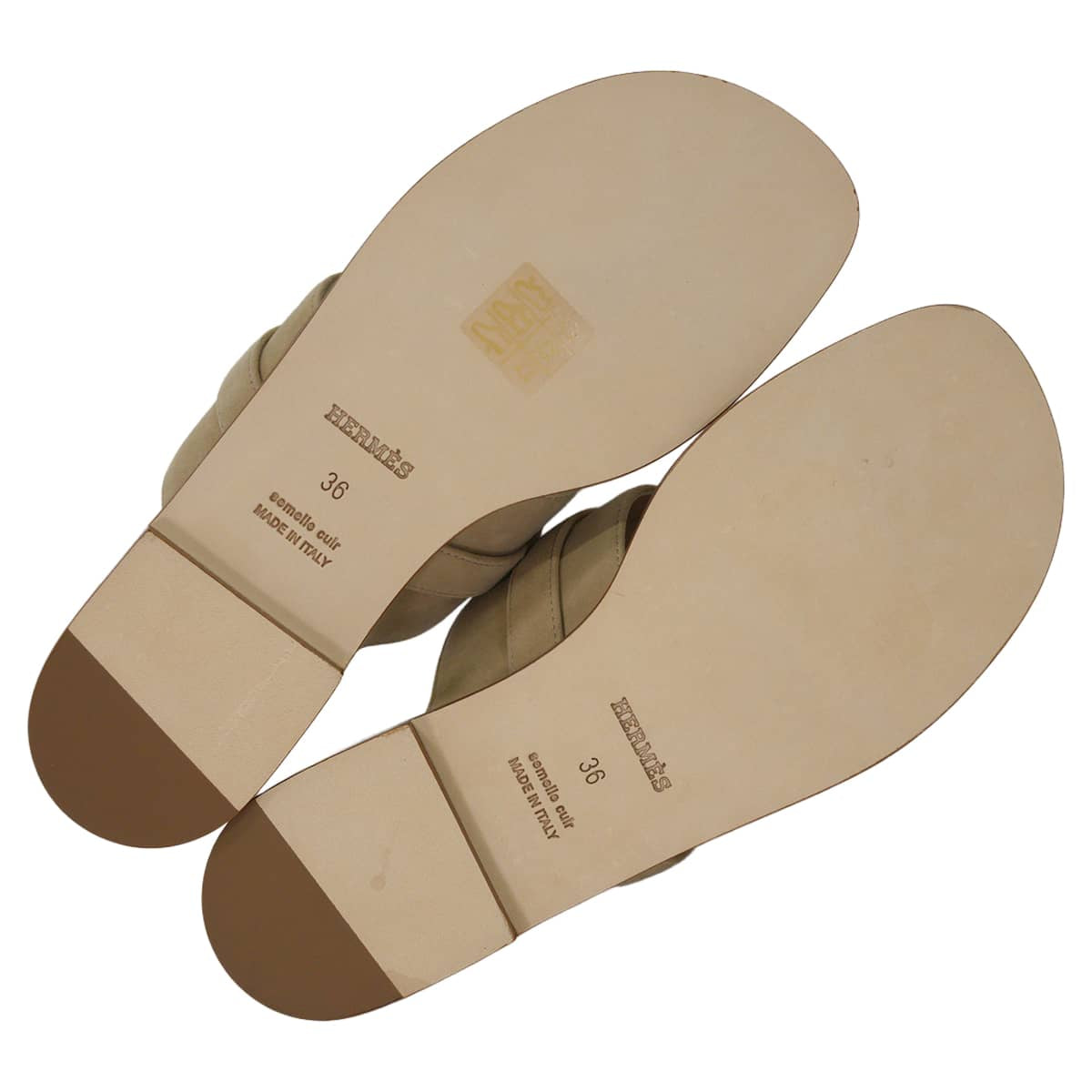 HERMES sandals NinaBeige Camel Chevre Velour #36 Silver HW[EXCELLENT][Authentic]