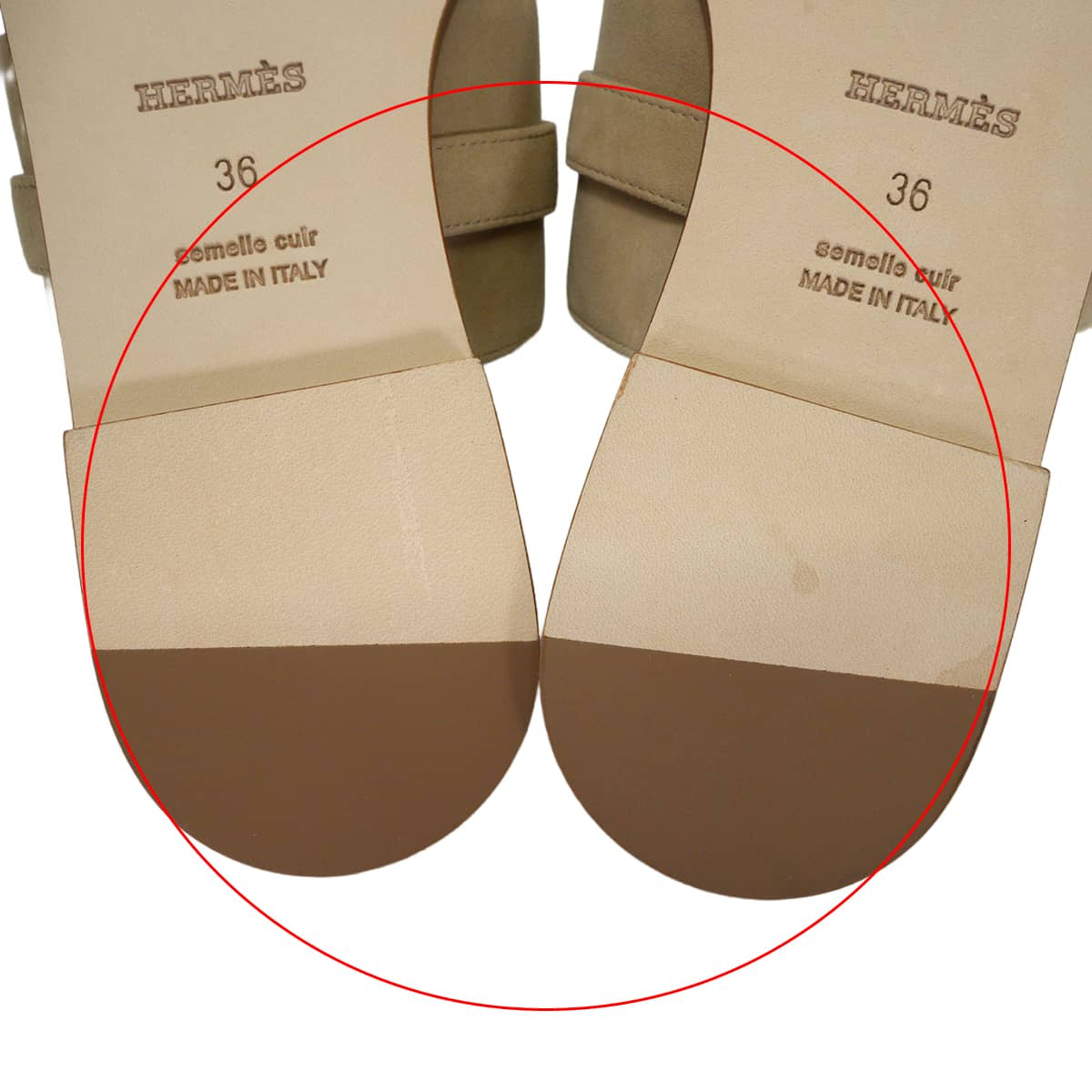 HERMES sandals NinaBeige Camel Chevre Velour #36 Silver HW[EXCELLENT][Authentic]
