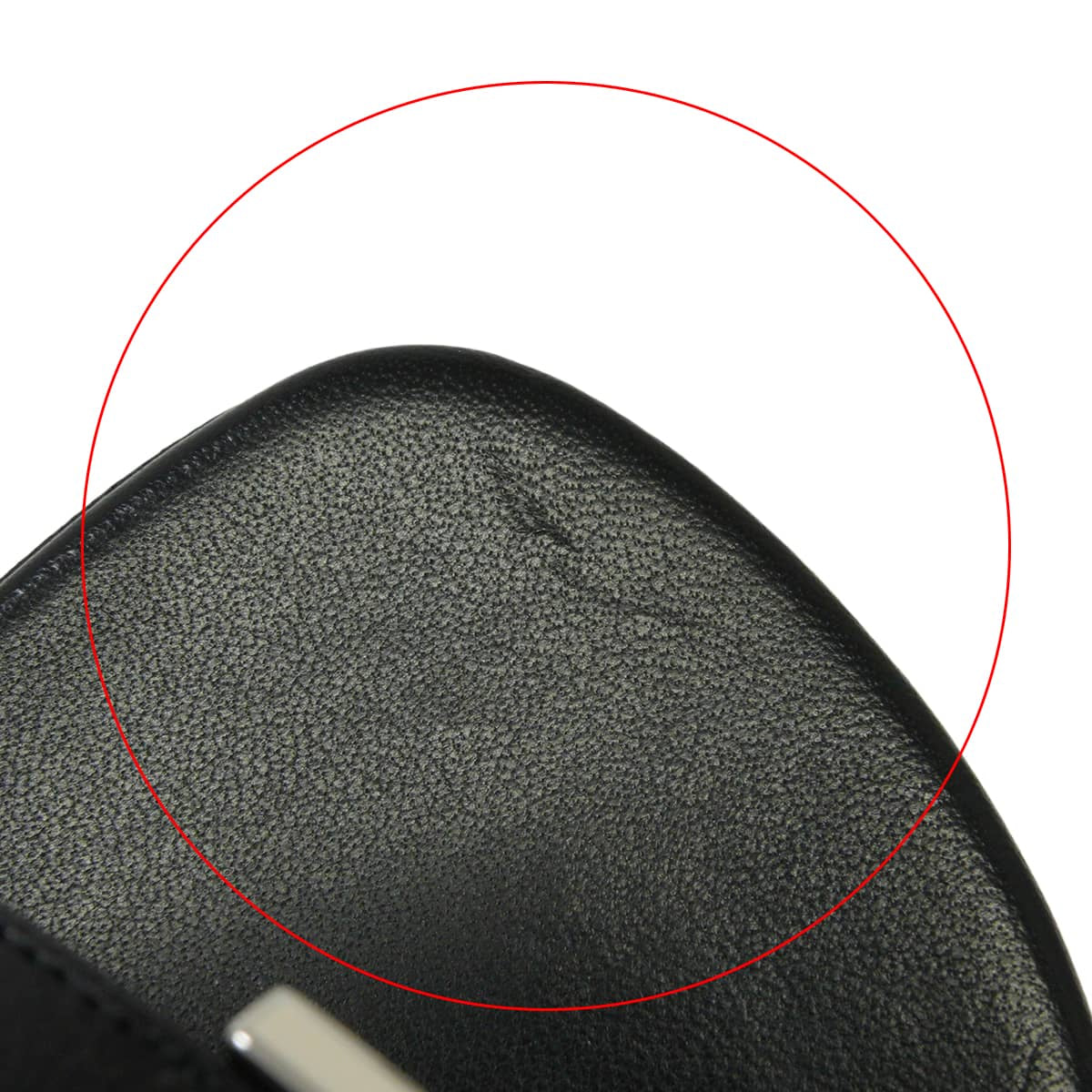 HERMES sandals Flat Nine Noir (Black) calf 36 Silver HW[EXCELLENT][Authentic]