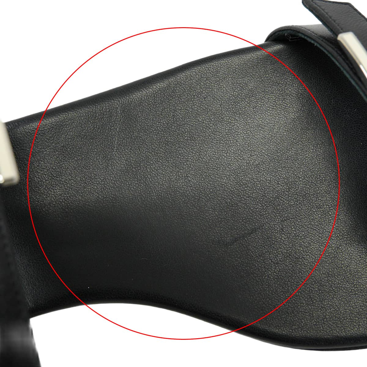 HERMES sandals Flat Nine Noir (Black) calf 36 Silver HW[EXCELLENT][Authentic]