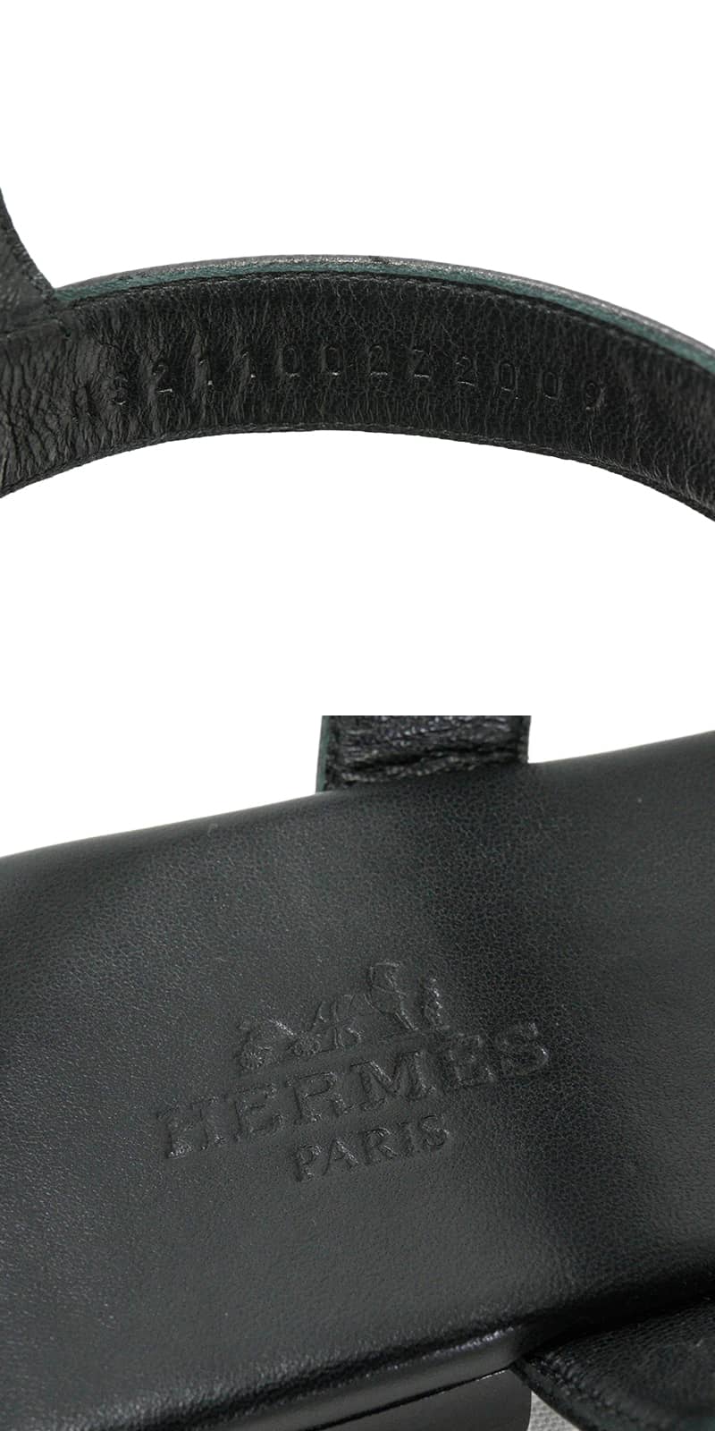 HERMES sandals Flat Nine Noir (Black) calf 36 Silver HW[EXCELLENT][Authentic]