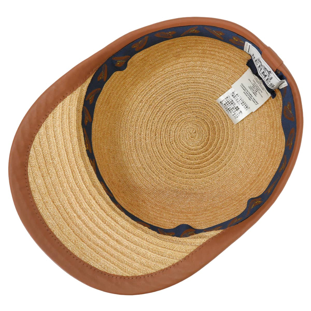 HERMES Casquette Hat Guarantee Sellier button Naturel hemp Silver HW[EXCELLENT][Authentic]