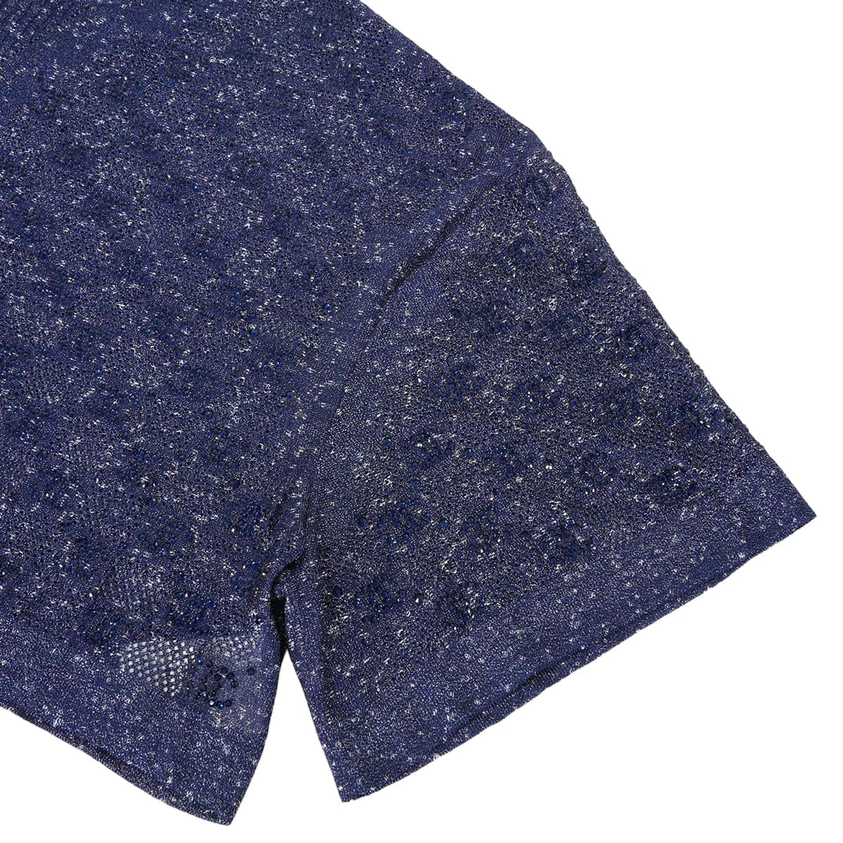 2023SS Pre-Collection CHANEL Knit COCO Mark all-over print cropped pants with rhinestones Blue Viscose/Strass #40 P74586[EXCELLENT][Authentic]