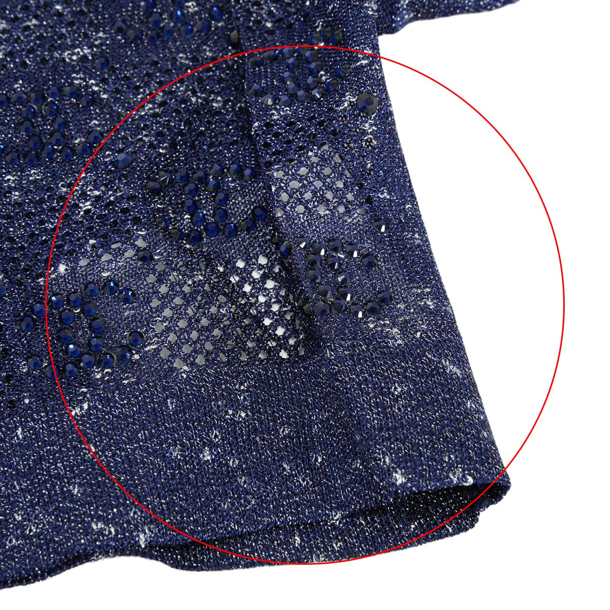 2023SS Pre-Collection CHANEL Knit COCO Mark all-over print cropped pants with rhinestones Blue Viscose/Strass #40 P74586[EXCELLENT][Authentic]