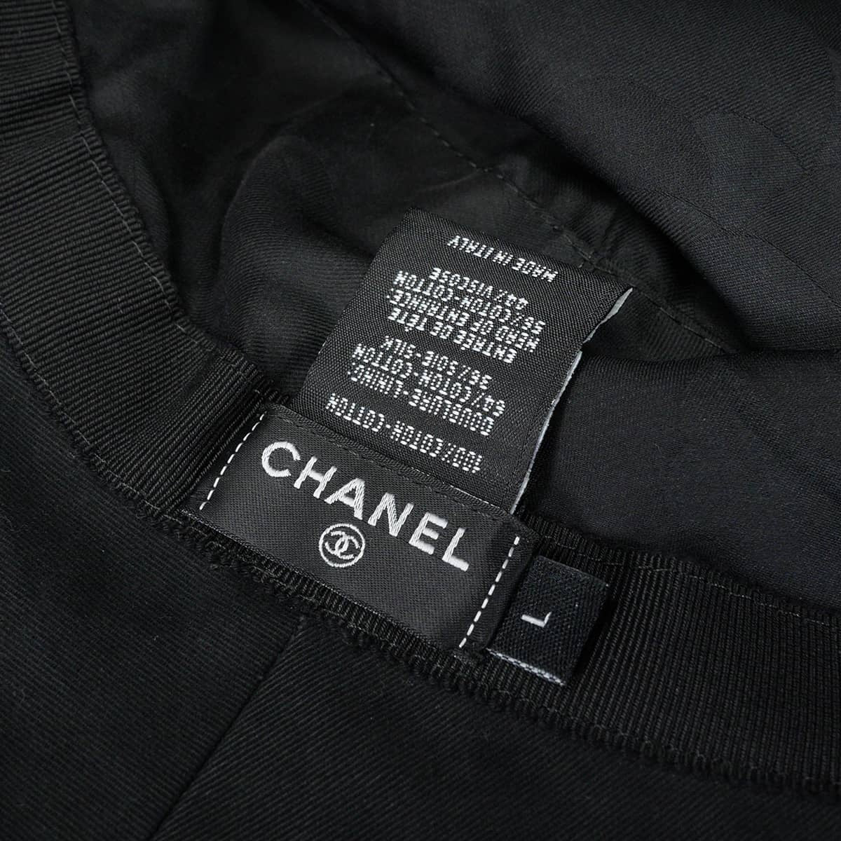 [Pre-loved] CHANEL hat Hat Coco Beach Logo #L Noir (Black) Cotton Gold HW AAB922[USED SA][Authentic]