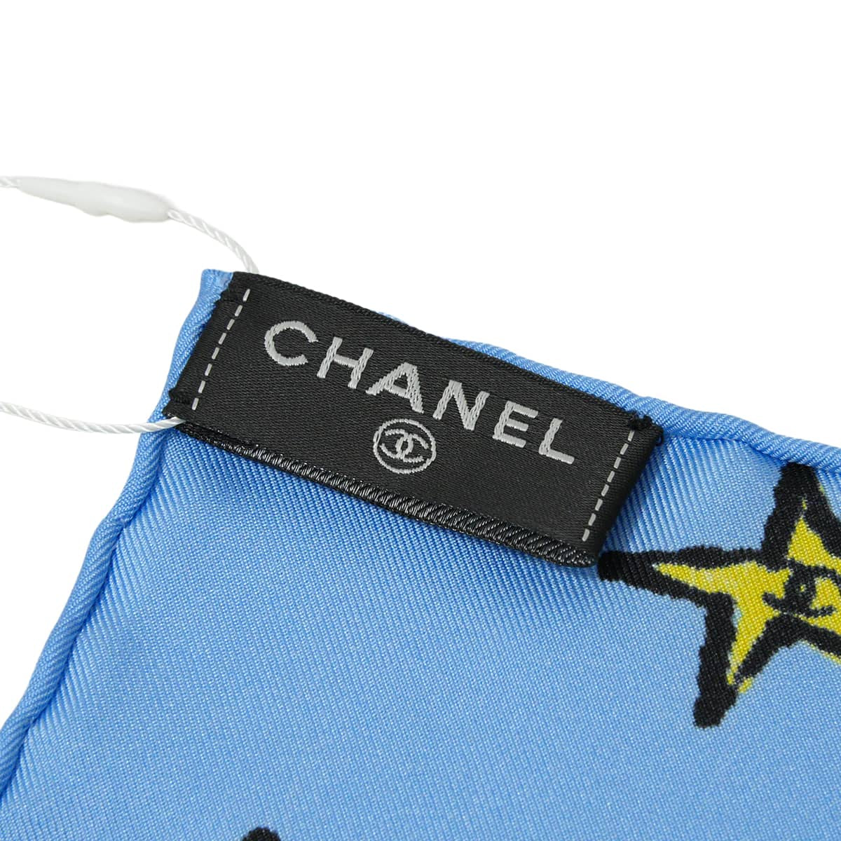 2026AW CHANEL scarf Big COCO Mark Star American Comic StyleLight blue Silk AAC148[BRAND NEW][Authentic]