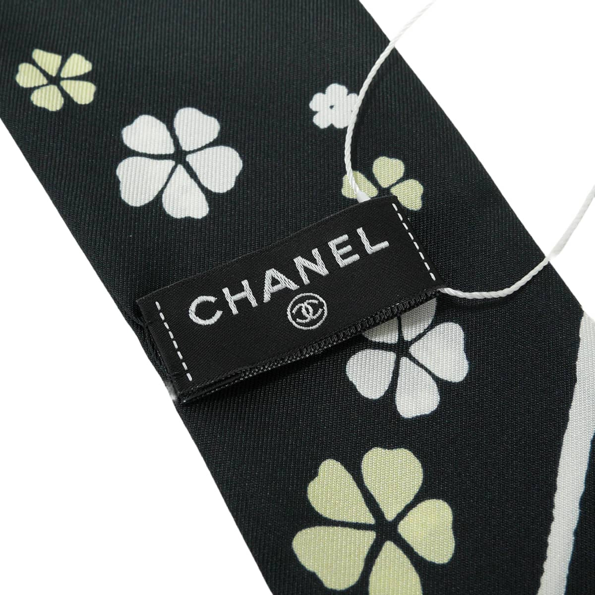 2026AW CHANEL scarf Silk twill Slim Bandeau Flower Clover COCO Mark Noir (Black) Silk AAC282[EXCELLENT][Authentic]