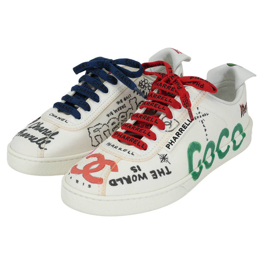 CHANEL sneakers Pharrell Williams Collaboration COCO Mark Blanc (White) Canvas ＃37 G34877[EXCELLENT][Authentic]