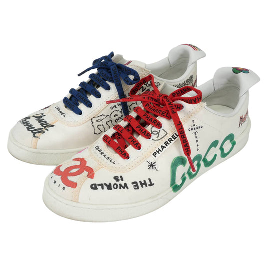 [Pre-loved] CHANEL sneakers Pharrell Williams Collaboration COCO Mark Blanc (White) Canvas ＃41 G34877[LIKE NEW][Authentic]