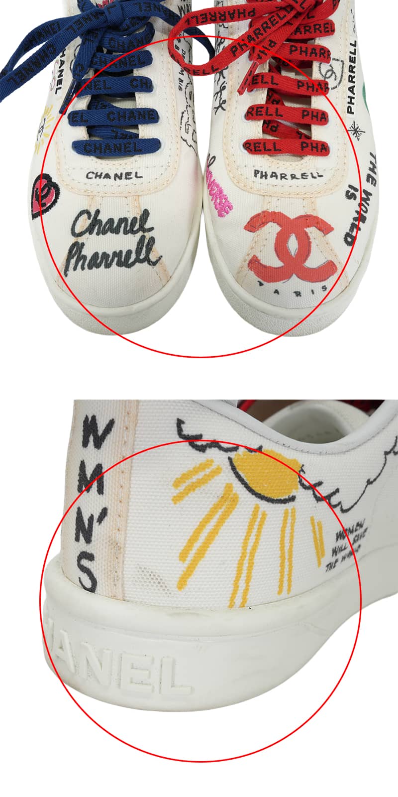 [Pre-loved] CHANEL sneakers Pharrell Williams Collaboration COCO Mark Blanc (White) Canvas ＃41 G34877[LIKE NEW][Authentic]