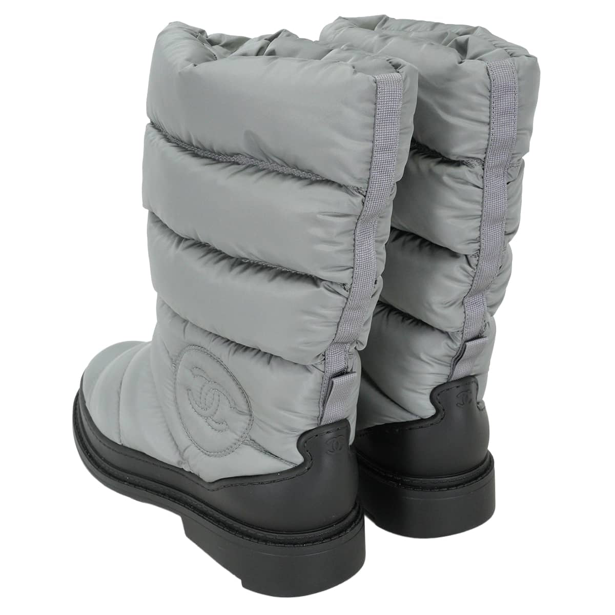 2017AW CHANEL boots Snow COCO Mark Quilting Grey/Noir (Black) Nylon #37 G33075[EXCELLENT][Authentic]