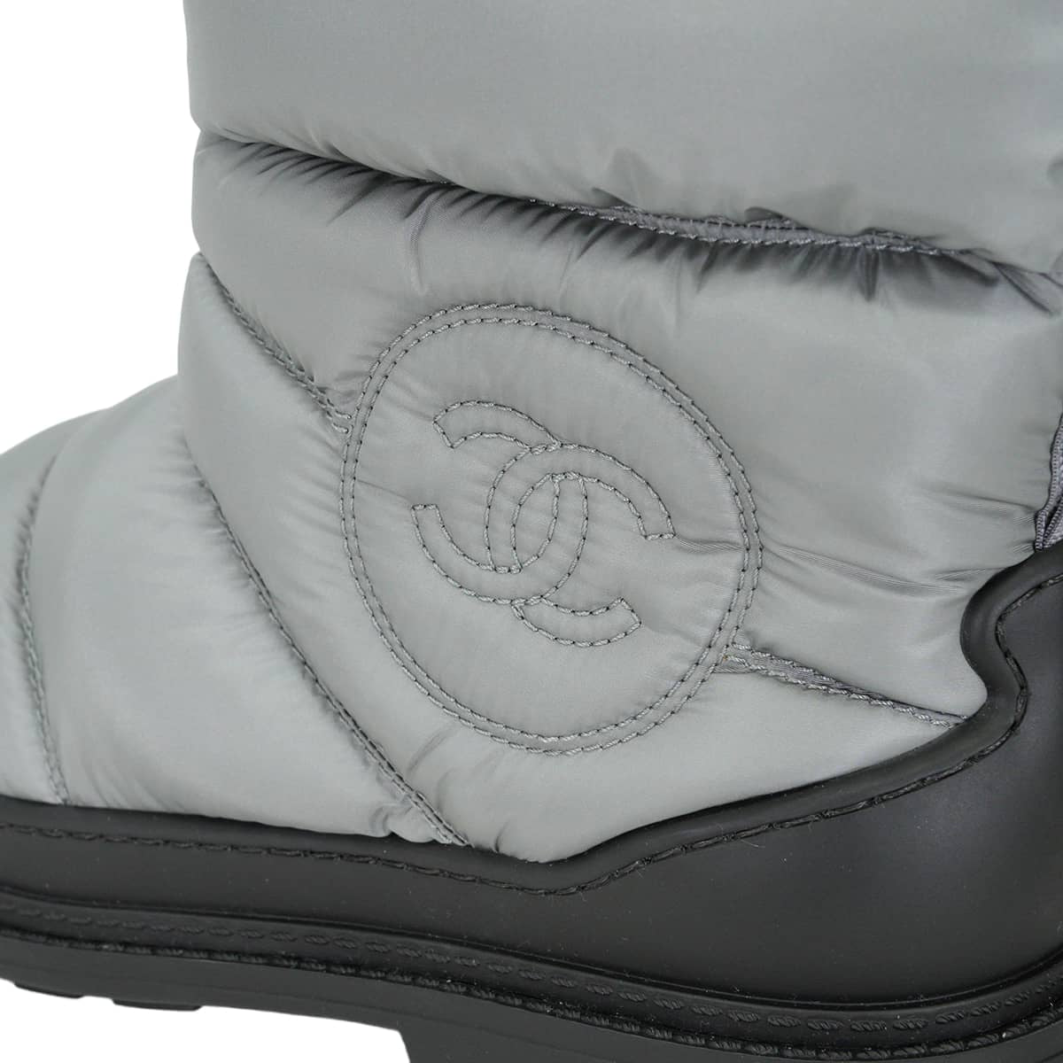 2017AW CHANEL boots Snow COCO Mark Quilting Grey/Noir (Black) Nylon #37 G33075[EXCELLENT][Authentic]