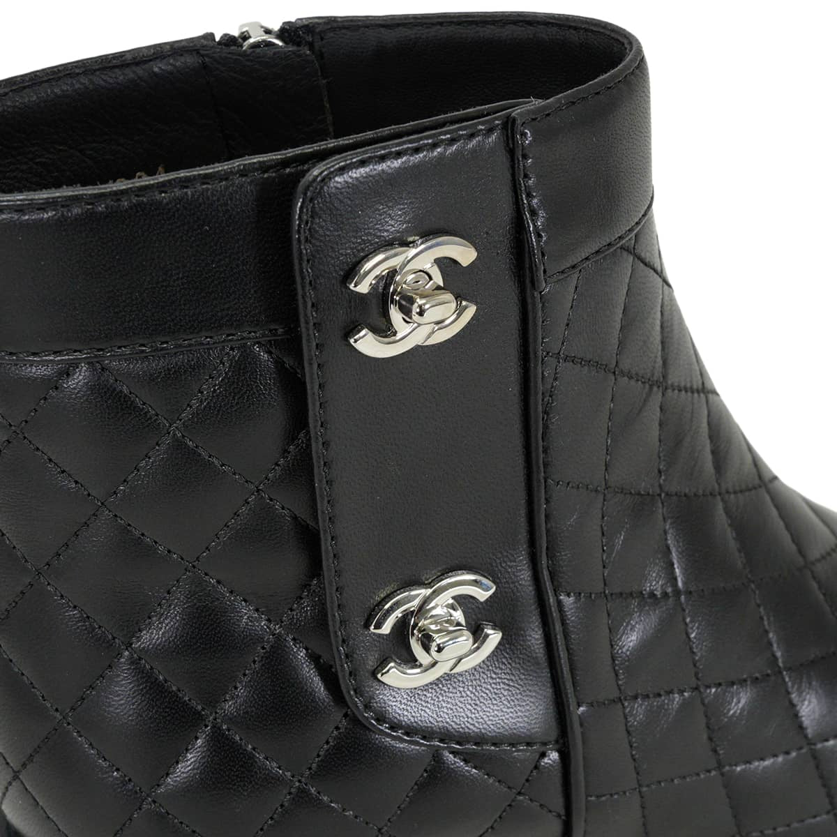 CHANEL boots Short Matelasse Double Turnlock Noir (Black) Lambskin ＃37 Silver HW G31204[EXCELLENT][Authentic]