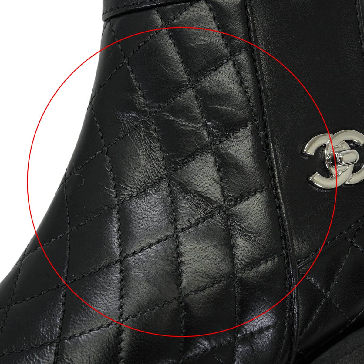 CHANEL boots Short Matelasse Double Turnlock Noir (Black) Lambskin ＃37 Silver HW G31204[EXCELLENT][Authentic]