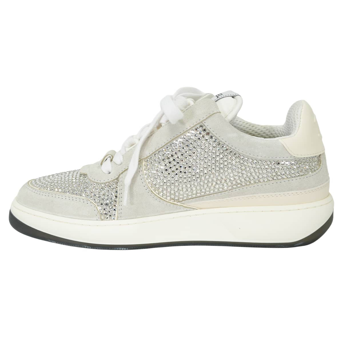CHANEL sneakers Rhinestone COCO Mark Low-Cut Silver/Grey Strass/Suede Calf ＃37 G39800[EXCELLENT][Authentic]