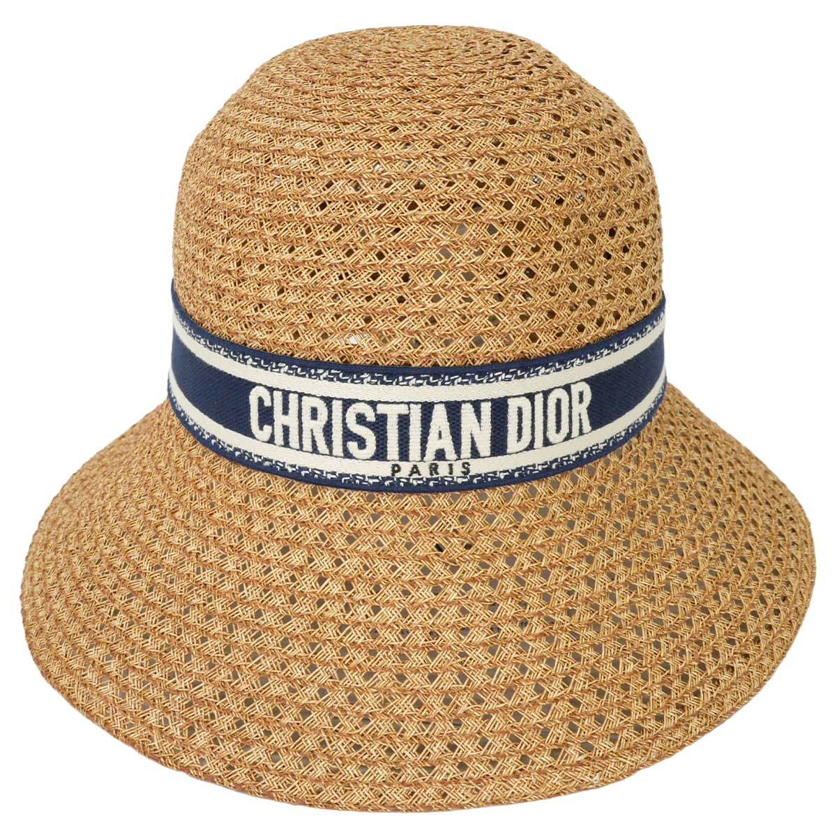 2021SS Dior hat Straw hat D-WAVE Wide Brim Cloche NaturelBlue Dioriviera Paper/Polyester CPT10141ESTR[EXCELLENT][Authentic]