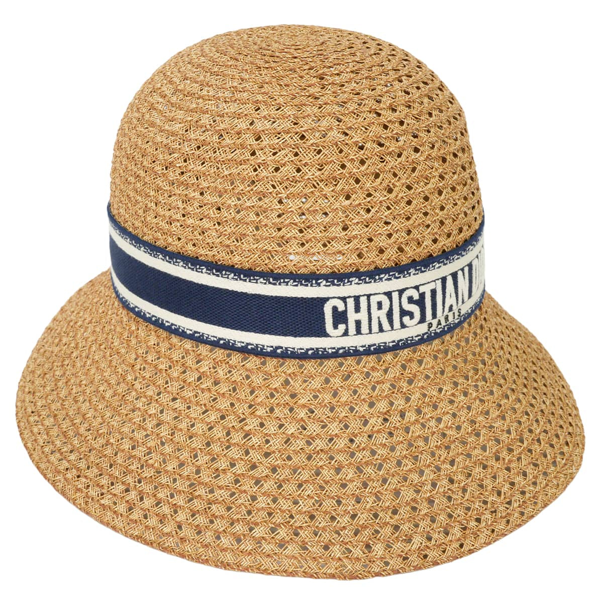 2021SS Dior hat Straw hat D-WAVE Wide Brim Cloche NaturelBlue Dioriviera Paper/Polyester CPT10141ESTR[EXCELLENT][Authentic]