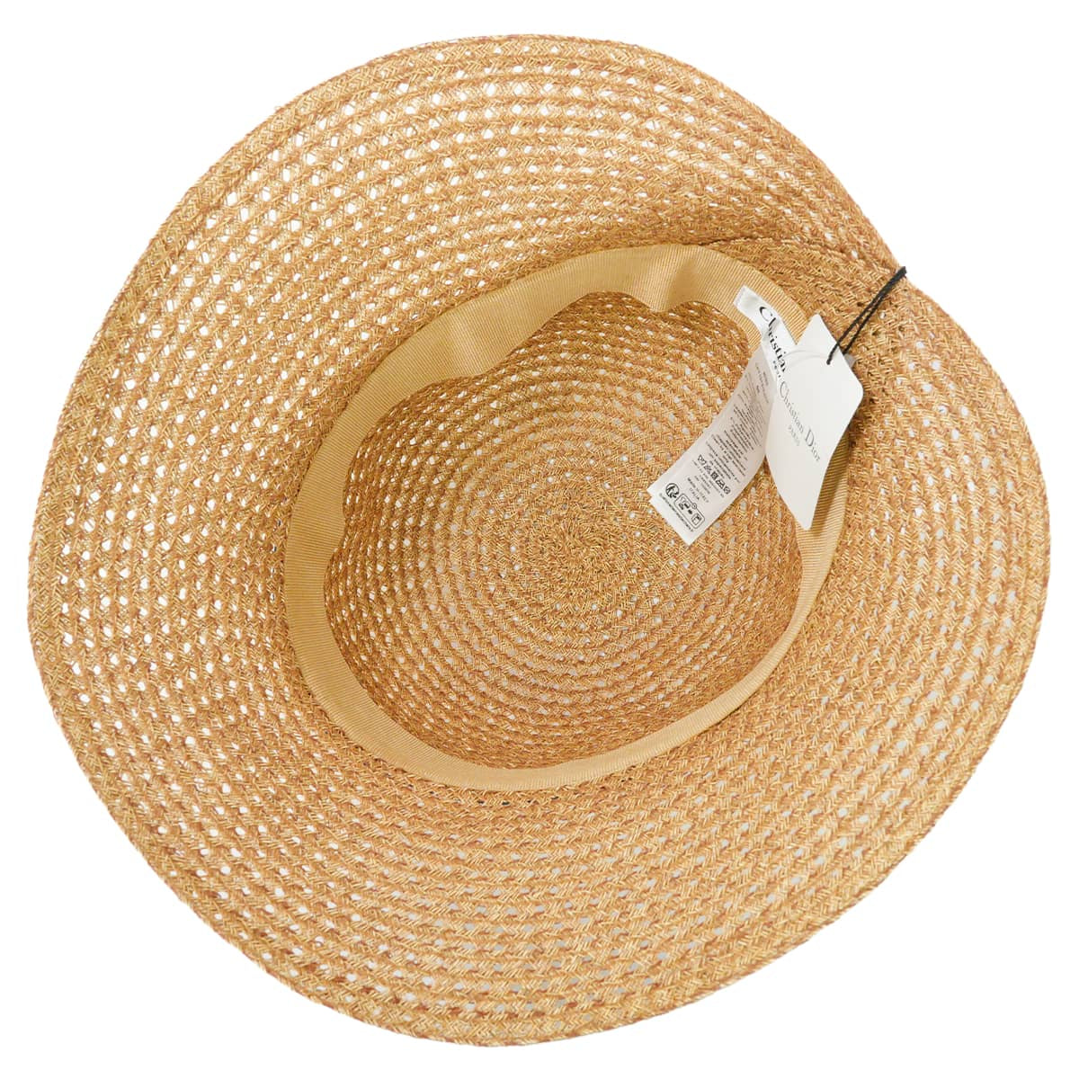 2021SS Dior hat Straw hat D-WAVE Wide Brim Cloche NaturelBlue Dioriviera Paper/Polyester CPT10141ESTR[EXCELLENT][Authentic]