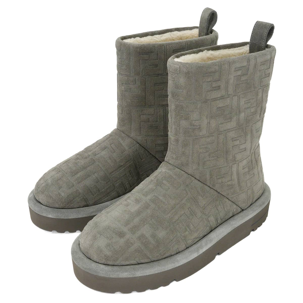 2025AW FENDI boots Uncle FF motif Apres ChicSteel/Latte Suede Shearing #37 8T8606ASA1F1TP7[EXCELLENT][Authentic]